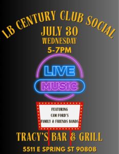 Flyer for Century Club Social Wednesday July 30th